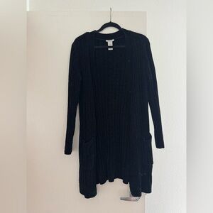 Women’s black sweater cardigan, large